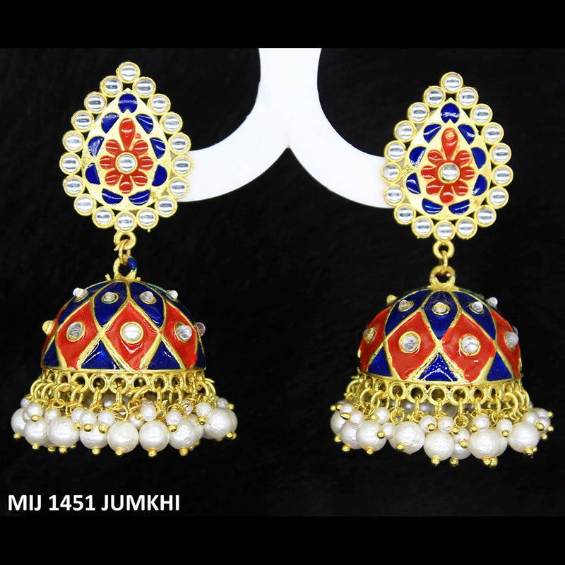 Mahavir Gold Plated Meenakari And Kundan Designer Jhumki Earrings - MIJ 1451 Jumkhi