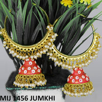 Mahavir Gold Plated Meenakari And Pearl Designer Jhumki Earrings - MIJ 1456 Jumkhi