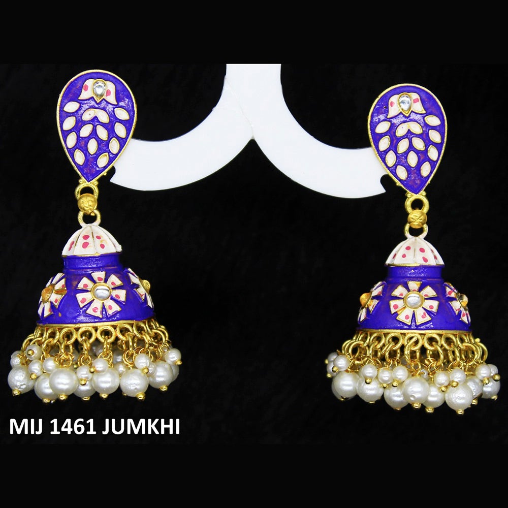 Mahavir Gold Plated Meenakari And Kundan Designer Jhumki Earrings - MIJ 1461 Jumkhi