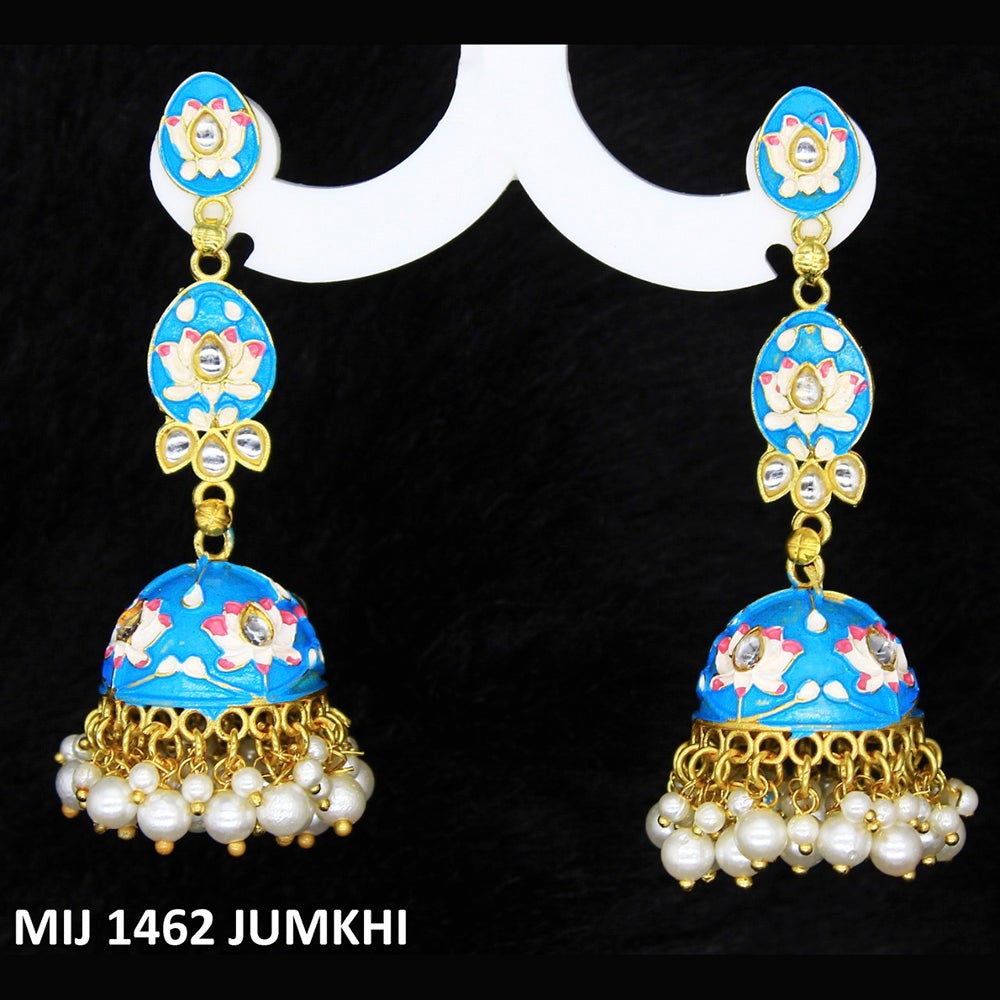 Mahavir Gold Plated Meenakari And Kundan Designer Jhumki Earrings - MIJ 1462 Jumkhi