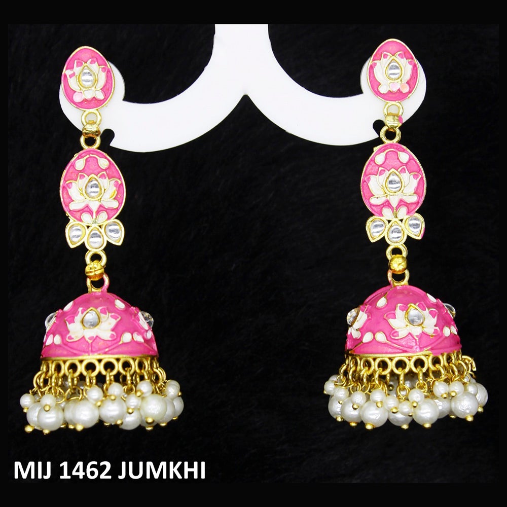 Mahavir Gold Plated Meenakari And Kundan Designer Jhumki Earrings - MIJ 1462 Jumkhi