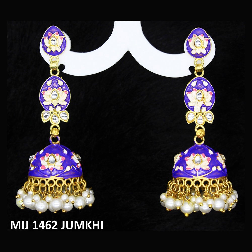 Mahavir Gold Plated Meenakari And Kundan Designer Jhumki Earrings - MIJ 1462 Jumkhi