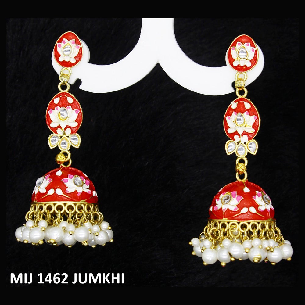 Mahavir Gold Plated Meenakari And Kundan Designer Jhumki Earrings - MIJ 1462 Jumkhi