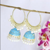 Mahavir Gold Plated Meenakari Jhumki Earrings