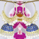 Mahavir Gold Plated Meenakari Jhumki Earrings