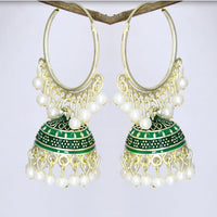Mahavir Gold Plated Meenakari Jhumki Earrings