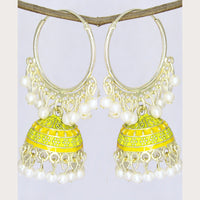 Mahavir Gold Plated Meenakari Jhumki Earrings