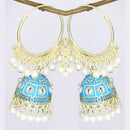 Mahavir Gold Plated Meenakari Jhumki Earrings