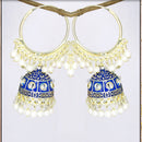 Mahavir Gold Plated Meenakari Jhumki Earrings