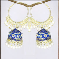 Mahavir Gold Plated Meenakari Jhumki Earrings
