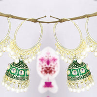 Mahavir Gold Plated Meenakari Jhumki Earrings