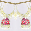 Mahavir Gold Plated Meenakari Jhumki Earrings