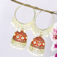 Mahavir Gold Plated Meenakari Jhumki Earrings