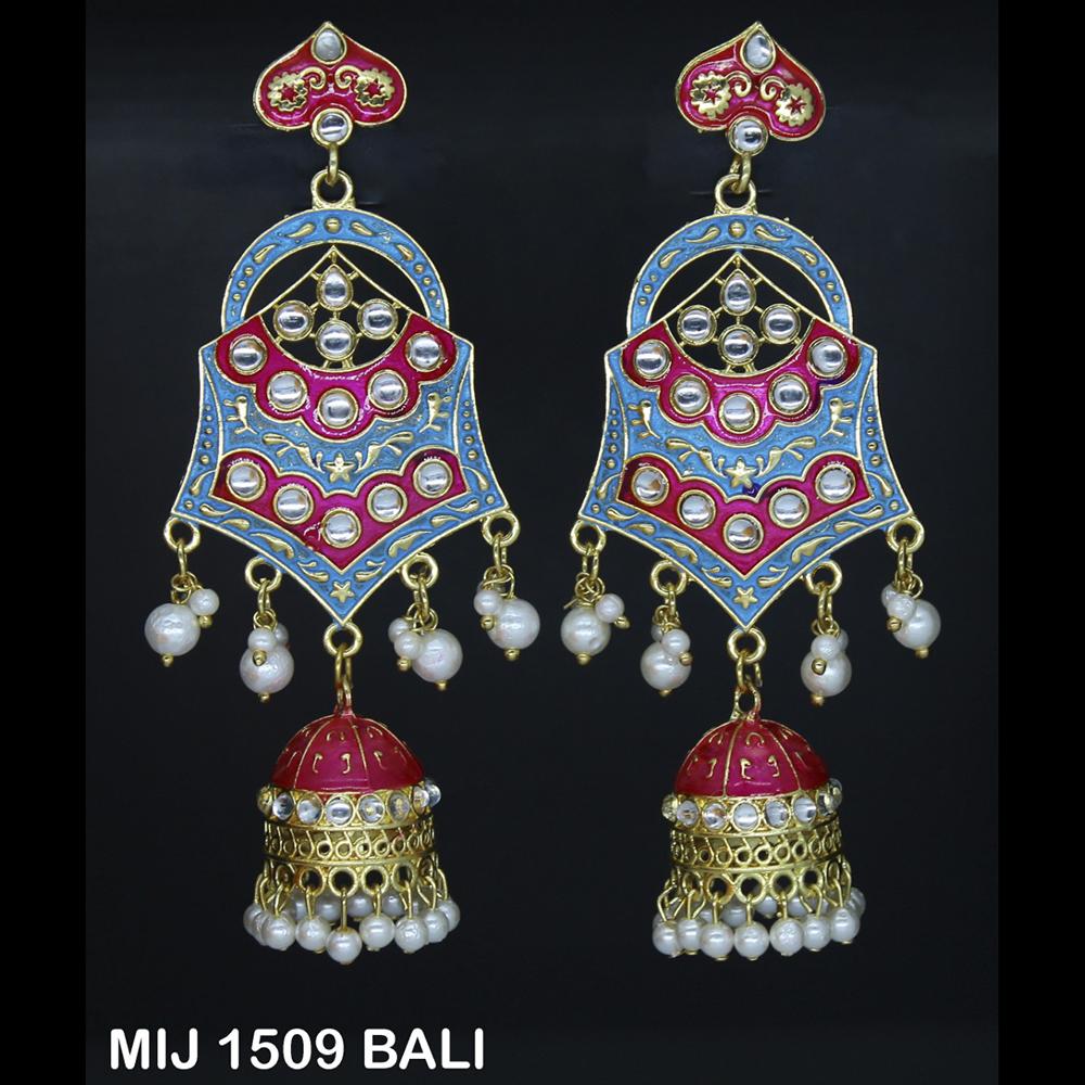 Mahavir Gold Plated Designer Dangler Earrings - MIJ 1509 BALI