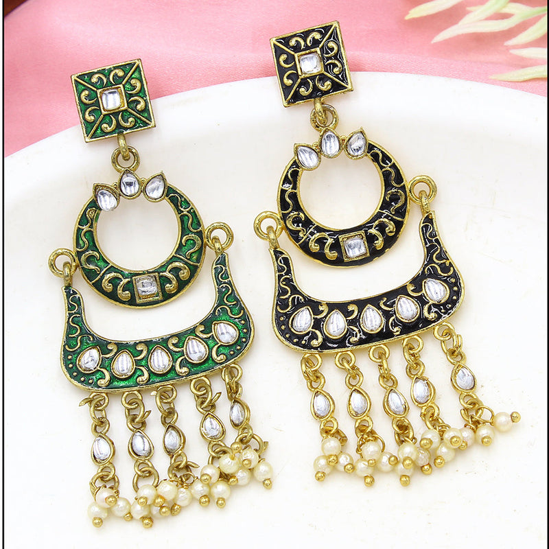 Mahavir Gold Plated Meenakari Dangler Earrings