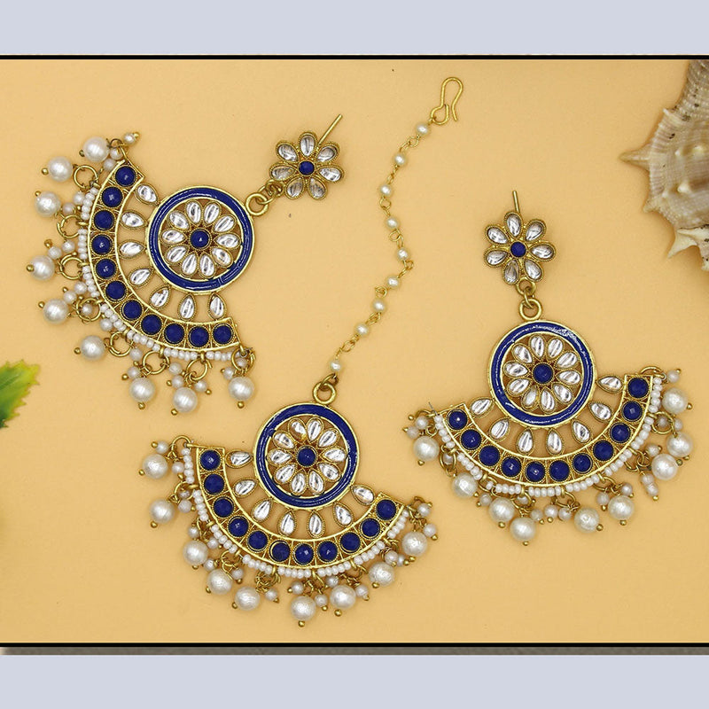 Mahavir Gold Plated Earrings With Maangtikka