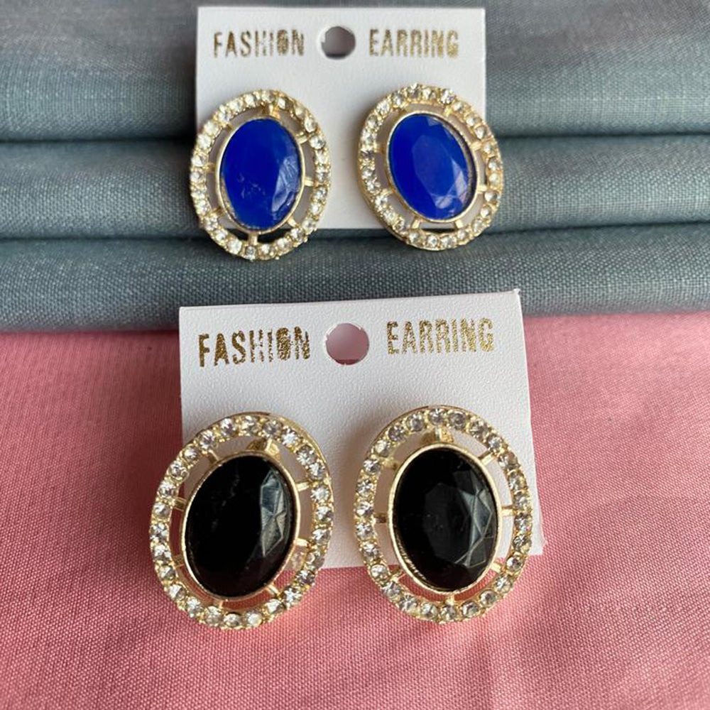 Mahavir Gold Plated Stud Earrings Combo