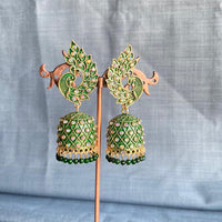 Mahavir Gold Plated Meenakari Jhumki Earrings