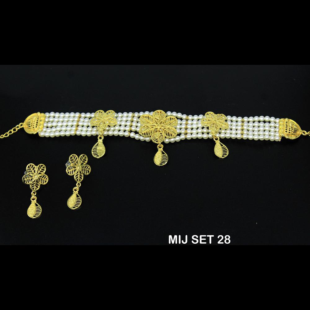 Mahavir Forming Gold Necklace Set - MIJ 28 SET