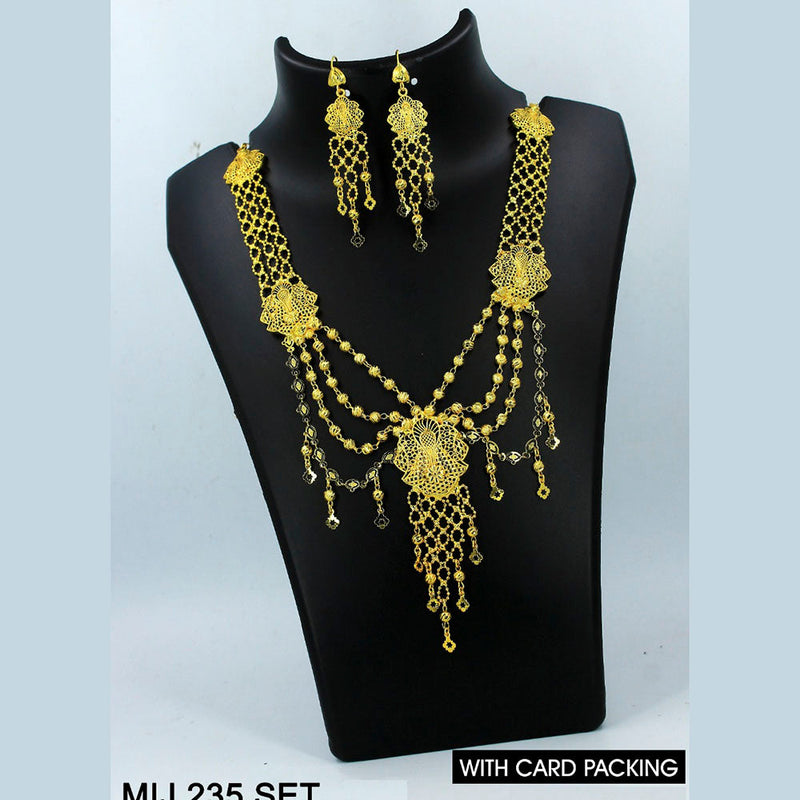 Mahavir Forming Gold Necklace Set   - MIJ Set 235