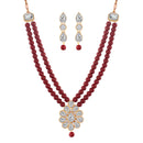 Etnico 18K Gold Plated Traditional Pearl & Stone Studded Necklace Jewellery Set With Earrings For Women (ML140M)