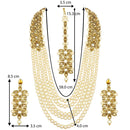 Etnico 18K Gold Plated Traditional 5 Layers Kundan & Pearl Beaded Moti Raani Haar Necklace Jewellery Set For Women (ML164FL)