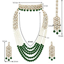 Etnico 18K Gold Plated Traditional 5 Layers Kundan & Pearl Beaded Moti Raani Haar Necklace Jewellery Set For Women (ML164GCO)