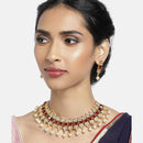 Etnico 18K Gold Plated Traditional Pearl & Kundan Choker Necklace Jewellery Set with Earrings for Women (ML223M)