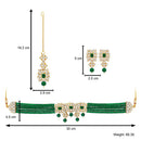 Etnico 18K Gold Plated Traditional Pearl & Kundan Studded Choker Necklace Jewellery Set with Earrings & Maang Tikka for Women (ML224G-1)