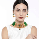 Etnico Traditional Gold Plated Kundan & Beads Choker Necklace Jewellery Set for Women (ML231G)