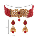 Etnico Traditional Gold Plated Kundan & Beads Choker Necklace Jewellery Set for Women (ML231M)