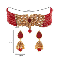 Etnico Traditional Gold Plated Kundan & Beads Choker Necklace Jewellery Set for Women (ML231M)