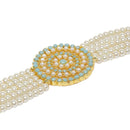 Etnico 18K Gold Plated Traditional Light Weight Pearl Beaded Choker Necklace Jewellery Set Glided With Moti Work (ML239WSB)