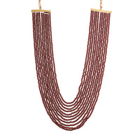 Etnico 11 Layered Ruby Onyx Crystal Beads Rani Necklace Jewellery Set for Women/Girls (ML250M)