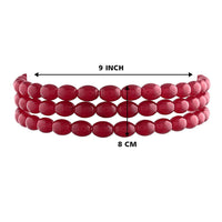 Etnico Gold Plated Handcrafted 3 Layer Light Weighted Ruby Pearl Choker Necklace Jewellery SetFor Women/ Girls (ML251R) (Pack of 1)