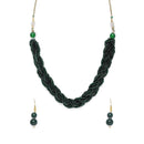 Etnico Designer Emerald Twisted Beads Choker Necklace Jewellery Set With Earrings For Women (ML254G-1)
