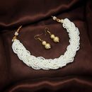 Etnico Designer Emerald Twisted Beads Choker Necklace Jewellery Set With Earrings For Women (ML254W)