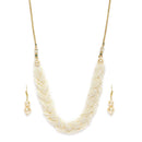 Etnico Designer Emerald Twisted Beads Choker Necklace Jewellery Set With Earrings For Women (ML254W)