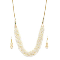 Etnico Designer Emerald Twisted Beads Choker Necklace Jewellery Set With Earrings For Women (ML254W)