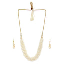 Etnico Designer Emerald Twisted Beads Choker Necklace Jewellery Set With Earrings For Women (ML254W)