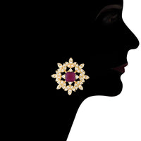 Etnico 18K Gold Plated Traditional CZ Crystal with Pearl Choker Necklace Jewellery Set for Women/Girls (ML261Q)