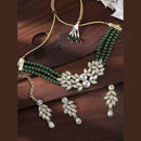 Etnico 18K Gold Plated Traditional Stone Studded Pearl Choker Necklace Set For Women (ML285G)