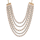 Etnico 18k Gold Plated 5 Layered Pearl Beads Rani Necklace Jewellery Set for Women (ML290G)