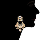 Etnico18k Gold Plated Ethnic Kundan Pearl Studded Meenakari Long Necklace Set For Women (ML297BL)