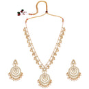 Etnico18k Gold Plated Ethnic Multi Layer Kundan Pearl Studded Long Necklace Set For Women (ML298)