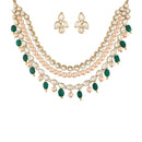 Etnico18k Gold Plated Pearl Studded & Beaded Necklace Jewellery Set For Women (ML299G)