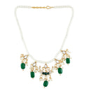 Etnico18k Gold Plated Green Beaded Pearl Moti Mala Necklace Jewellery Set for Women (ML301G)