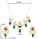 Etnico18k Gold Plated Green Beaded Pearl Moti Mala Necklace Jewellery Set for Women (ML301G)