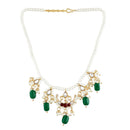 Etnico18k Gold Plated Green Beaded Pearl Moti Mala Necklace Jewellery Set for Women (ML301M)