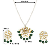 Etnico18k Gold Plated Kundan Pearl Studded & Beaded Moti Mala Necklace Jewellery Set for Women (ML303G)